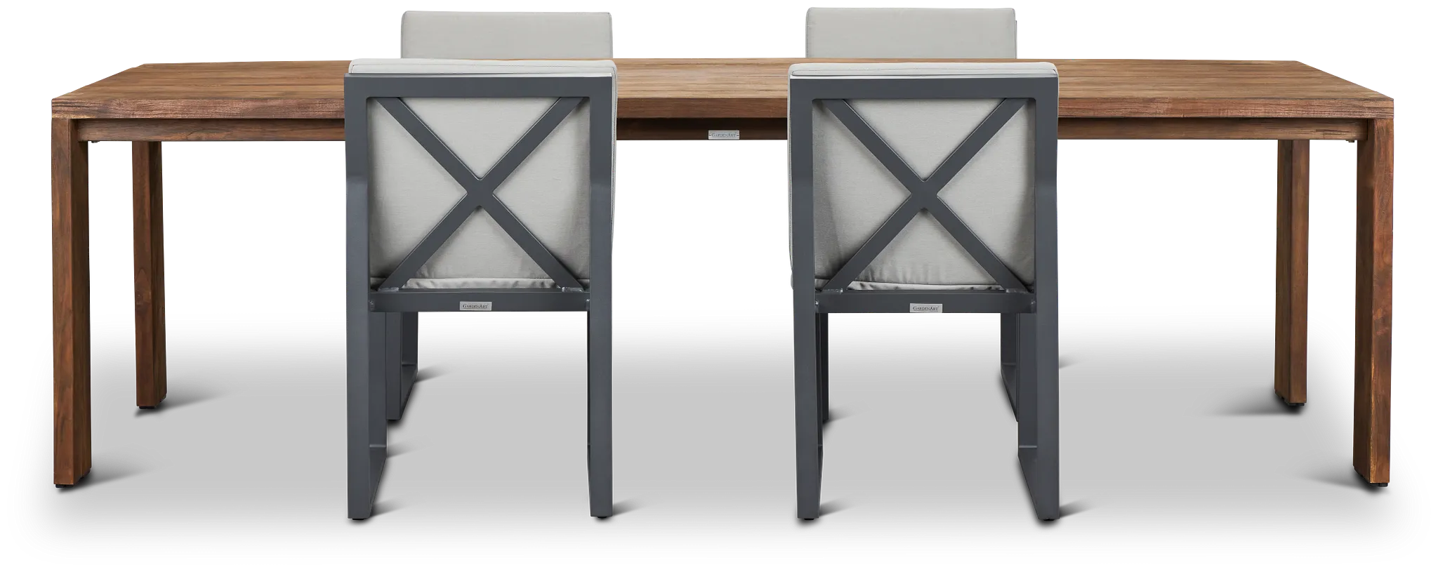 Linear Dark Gray 102" Teak Table & 4 Cushioned Side Chairs
