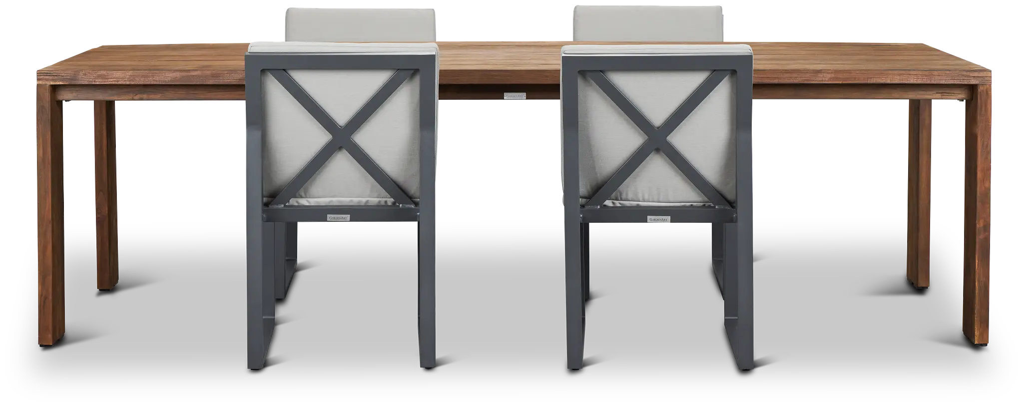 Linear Dark Gray 102" Teak Table & 4 Cushioned Side Chairs Linear Dark Gray 102" Teak Table & 4 Cushioned Side Chairs