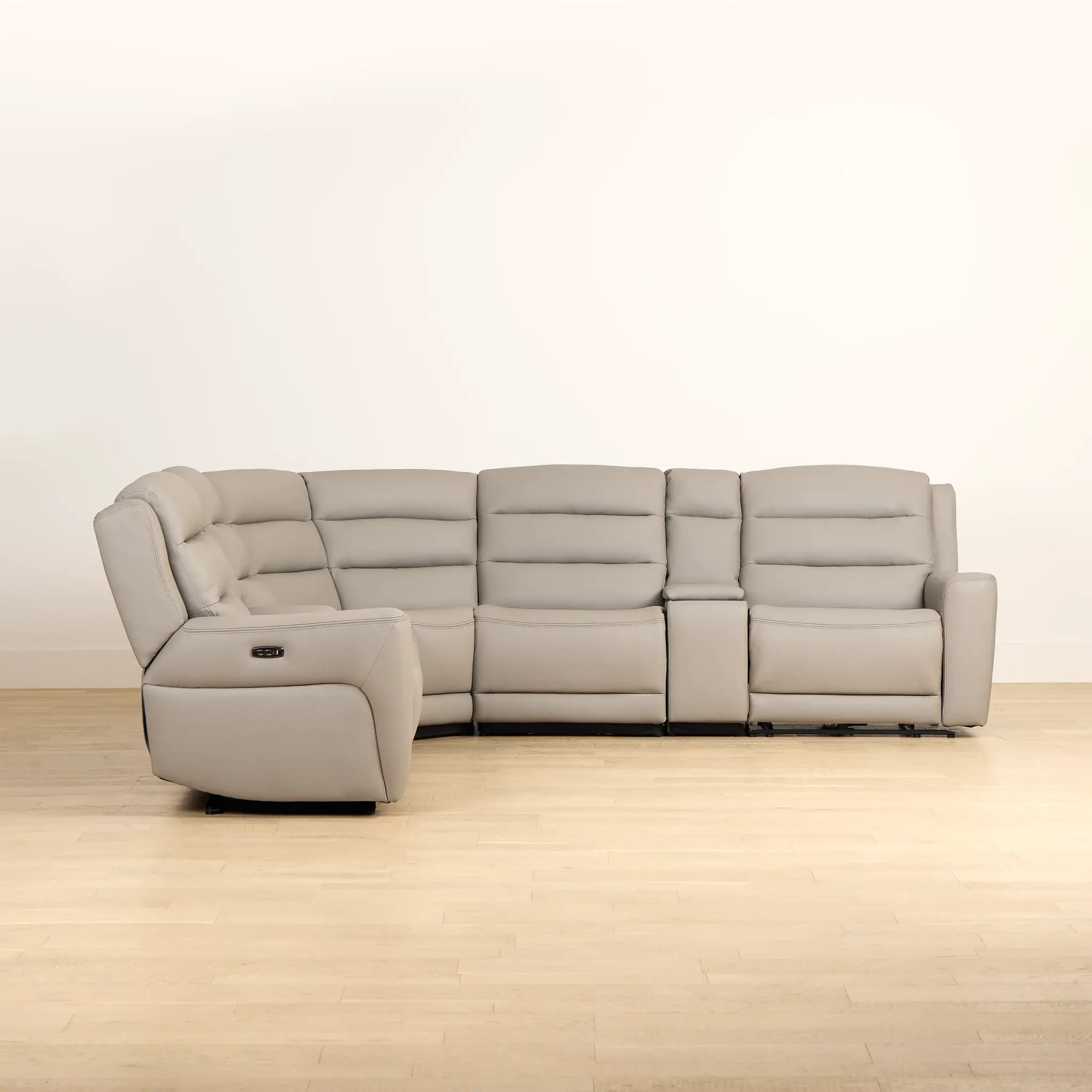 Wilder Taupe Leather Large Dual Power Reclining Two-arm Sectional Wilder Taupe Leather Large Dual Power Reclining Two-arm Sectional