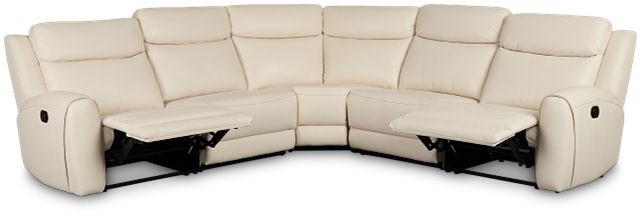 Walker Ivory Lthr/vinyl Small Two-arm Manually Reclining Sectional
