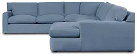 Hudson Blue Fabric Medium Right Chaise Wedge Sectional
