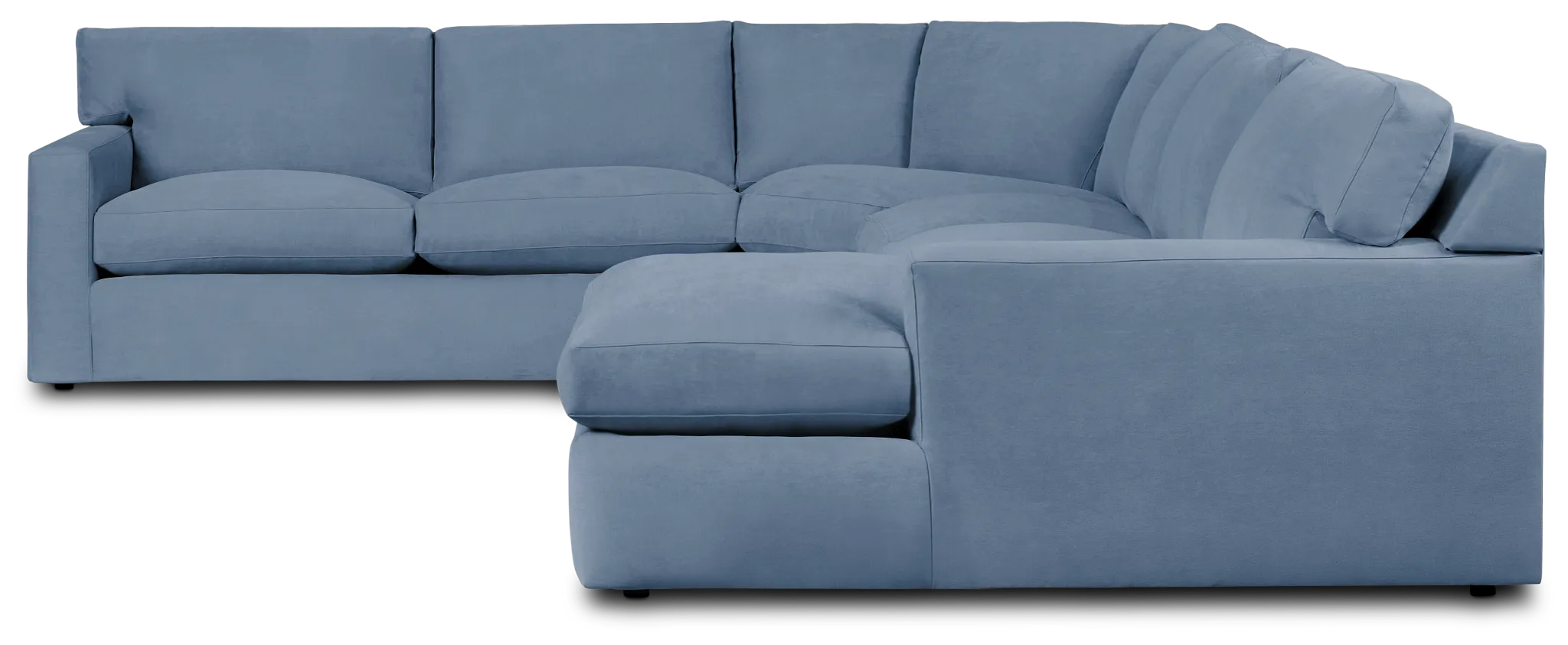 Hudson Blue Fabric Medium Right Chaise Wedge Sectional