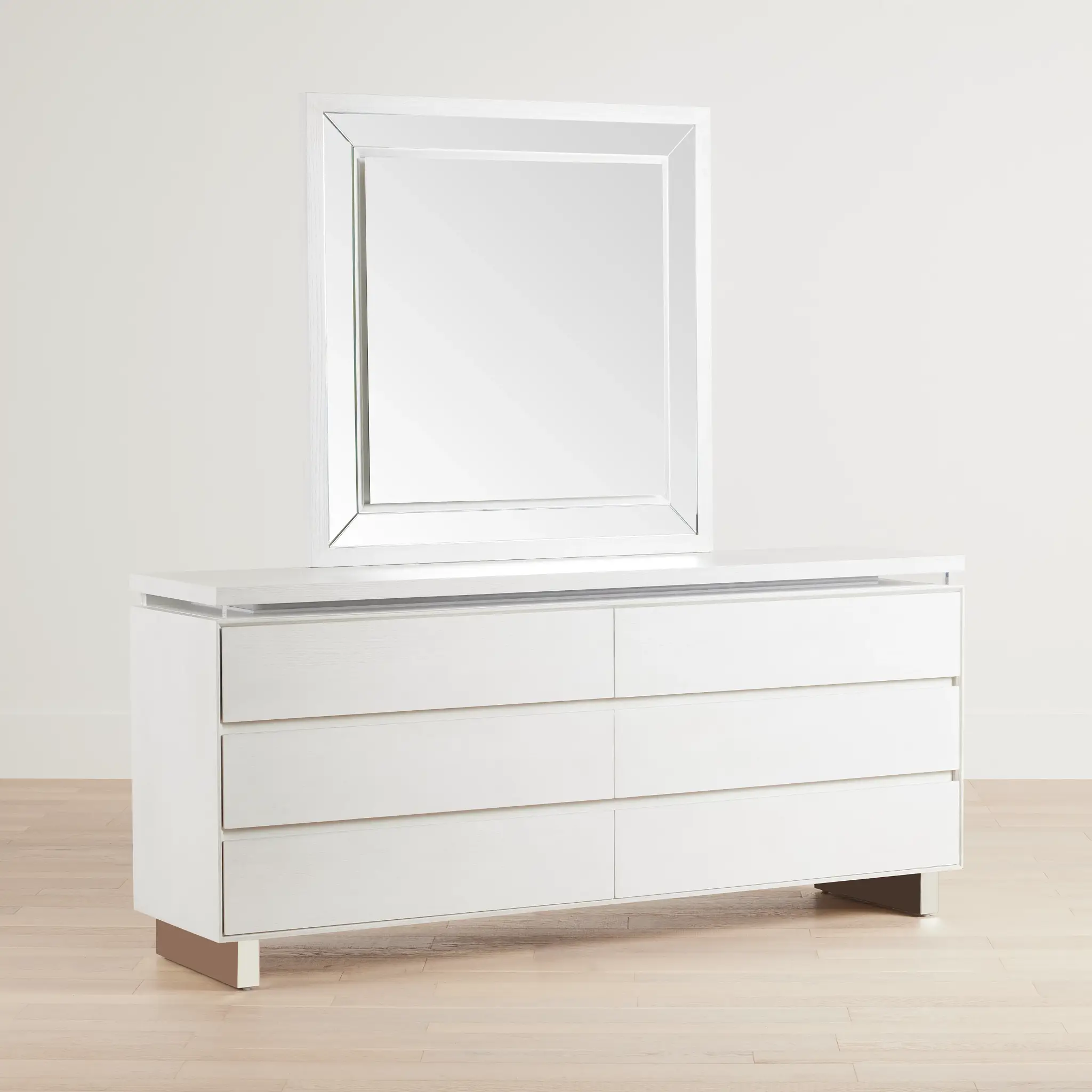 Bal Harbour White Dresser & Mirror Bal Harbour White Dresser & Mirror