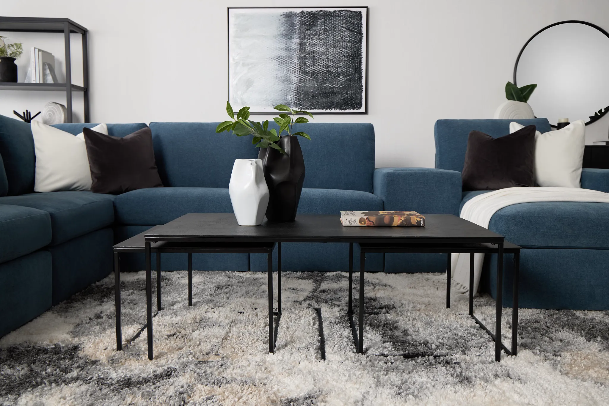 Doren Black Rect Nesting Coffee Table