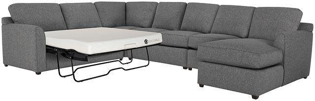 Asheville Gray Fabric Right Chaise Memory Foam Sleeper Sectional (2)