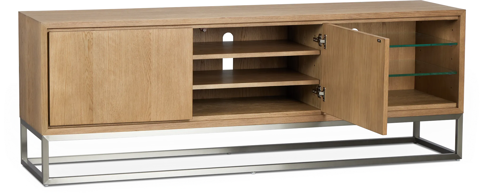 Haven Light Tone 74" Tv Stand With Metal Base