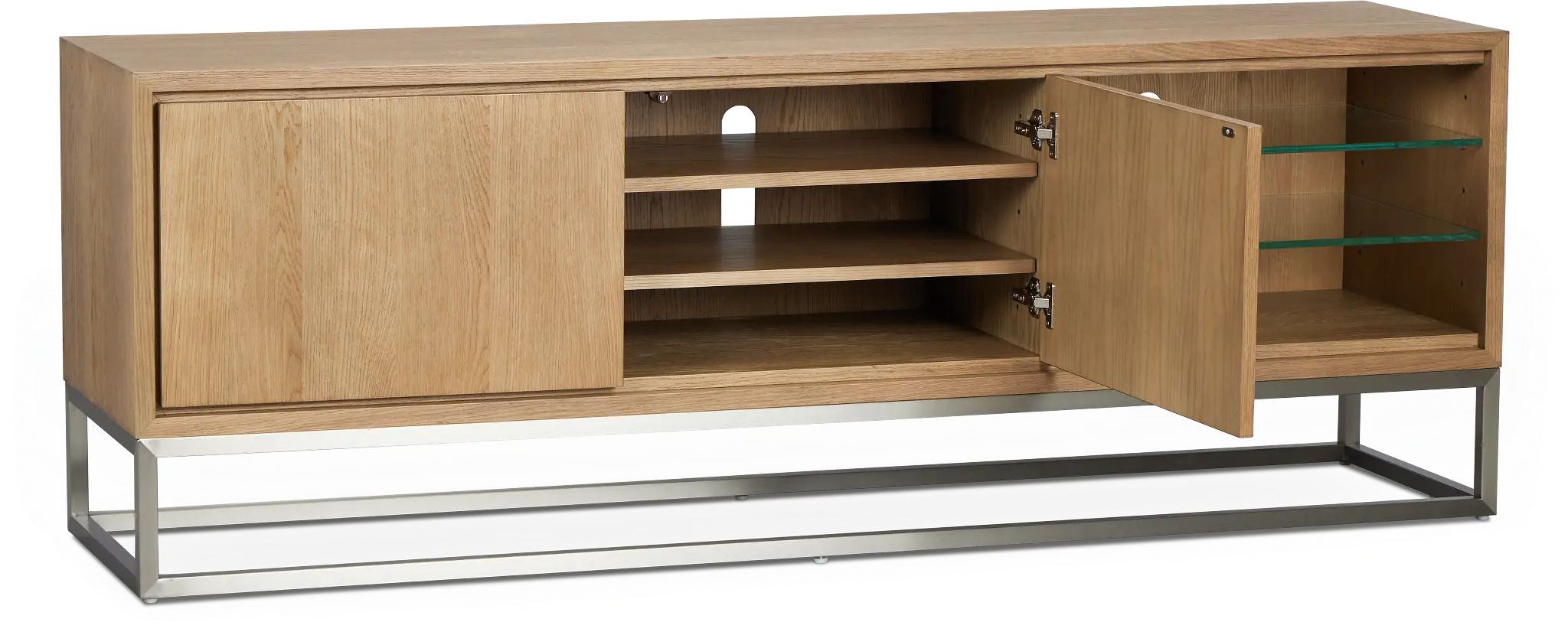 Haven Light Tone 74" Tv Stand With Metal Base Haven Light Tone 74" Tv Stand With Metal Base