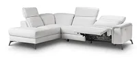 Pearson White Leather Left Bumper Power Reclining Sectional