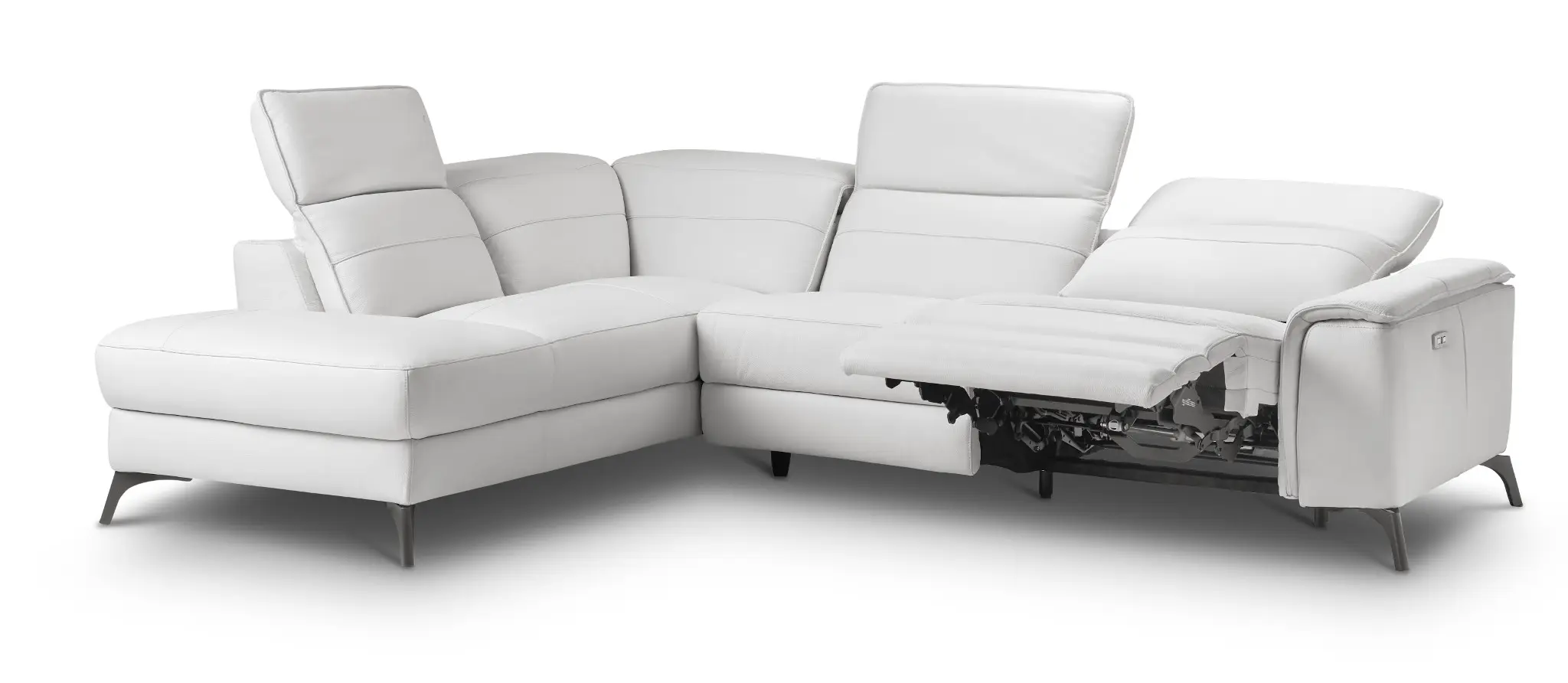 Pearson White Leather Left Bumper Power Reclining Sectional Pearson White Leather Left Bumper Power Reclining Sectional