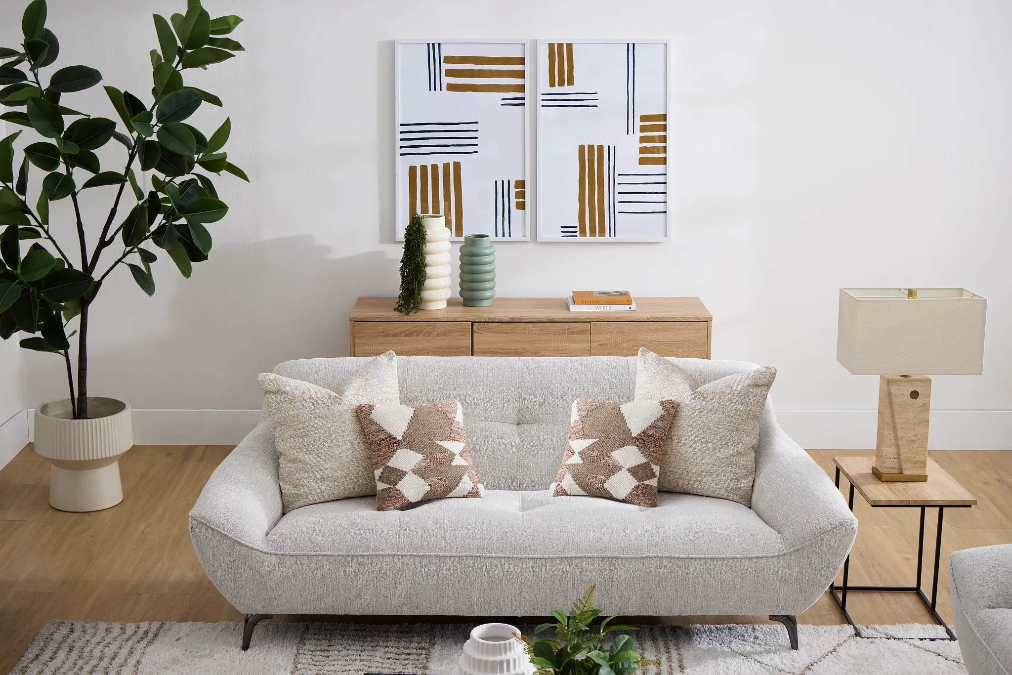 Zoey Light Beige Fabric Sofa