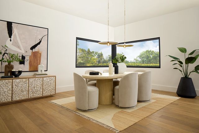 Clayton Light Tone Oval Table & 4 Upholstered Chairs
