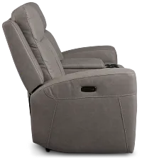 Colton Light Gray Micro Power Reclining Console Loveseat W/ Power Headrest