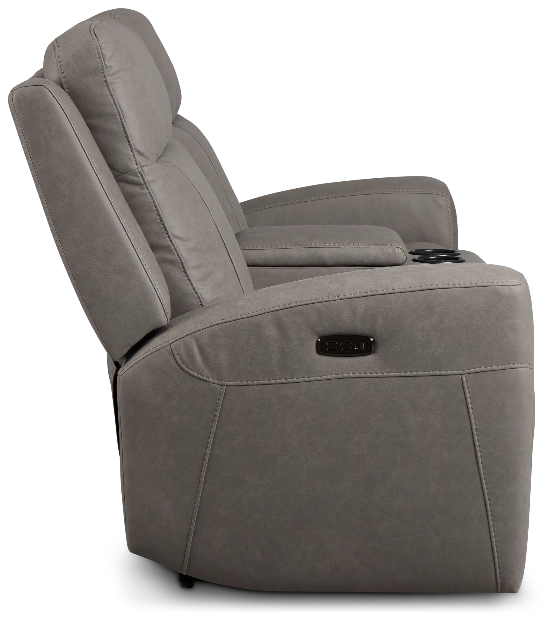 Colton Light Gray Micro Power Reclining Console Loveseat W/ Power Headrest