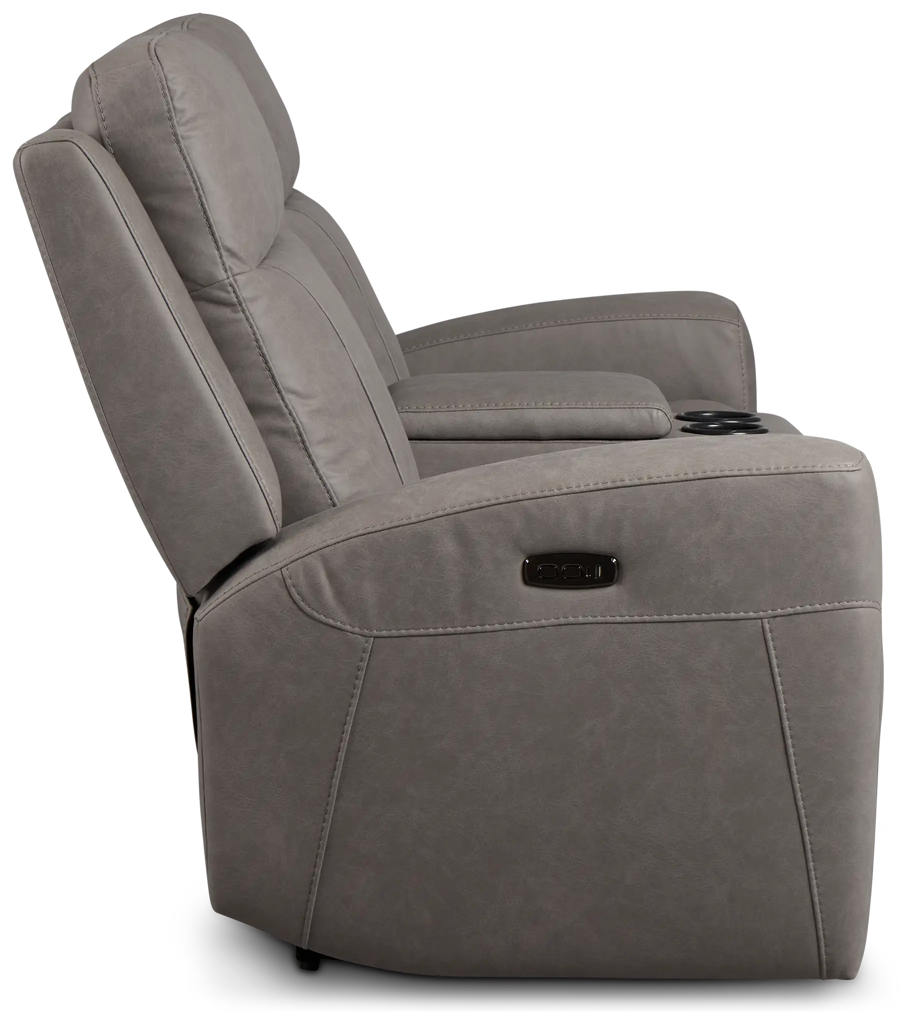 Colton Light Gray Micro Power Reclining Console Loveseat W/ Power Headrest Colton Light Gray Micro Power Reclining Console Loveseat W/ Power Headrest