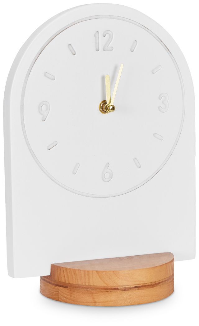 Slope White Wood Table Clock