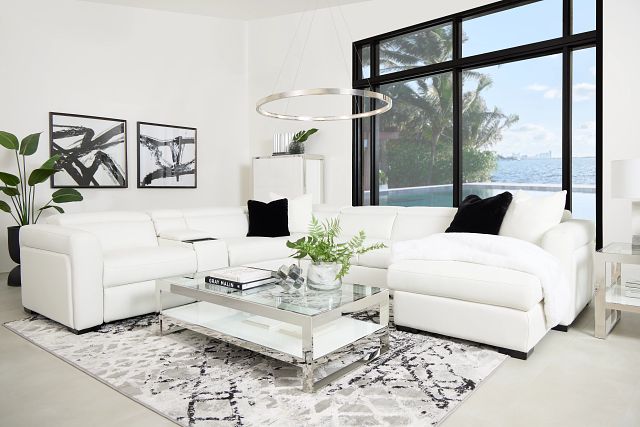 Miami White Glass Rectangular Coffee Table