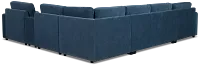 Addie Blue Fabric Medium Left Chaise Sleeper Sectional With Console