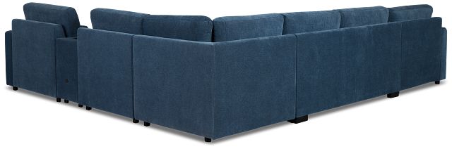 Addie Blue Fabric Medium Left Chaise Sleeper Sectional With Console