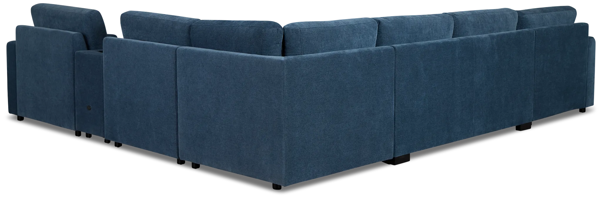 Addie Blue Fabric Medium Left Chaise Sleeper Sectional With Console