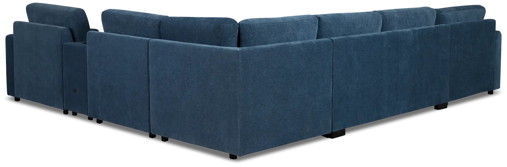 Addie Blue Fabric Medium Left Chaise Sleeper Sectional With Console Addie Blue Fabric Medium Left Chaise Sleeper Sectional With Console
