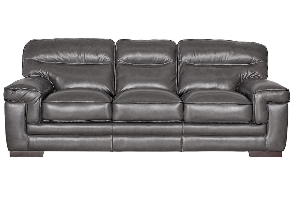 Alexander Gray Leather Sofa Living Room Sofas City Furniture