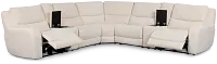 Bennett Light Beige Fabric Large Dual Power Reclining Two-arm Sectional