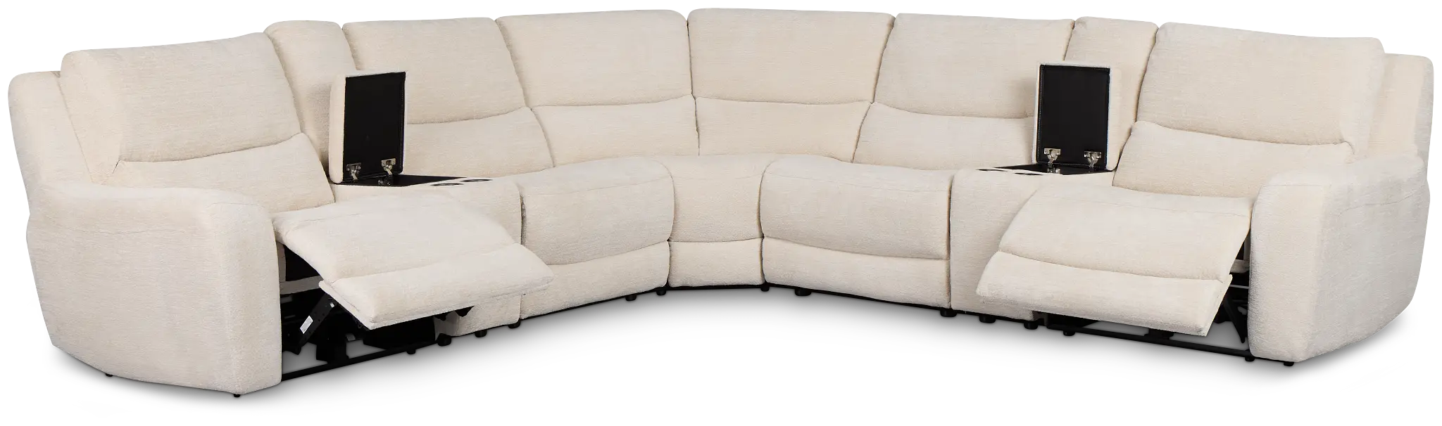Bennett Light Beige Fabric Large Dual Power Reclining Two-arm Sectional Bennett Light Beige Fabric Large Dual Power Reclining Two-arm Sectional