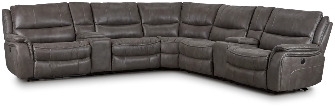 Dober Dark Gray Micro Large Dual Power Reclining Two-arm Sectional