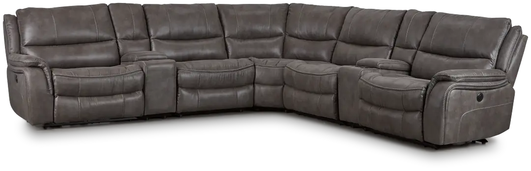 Dober Dark Gray Micro Large Dual Power Reclining Two-arm Sectional Dober Dark Gray Micro Large Dual Power Reclining Two-arm Sectional