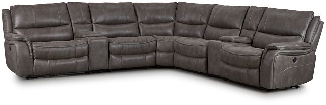 Dober Dark Gray Micro Large Dual Power Reclining Two-arm Sectional (1)