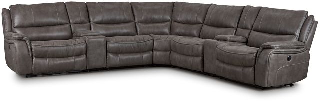 Dober Dark Gray Micro Large Dual Power Reclining Two-arm Sectional