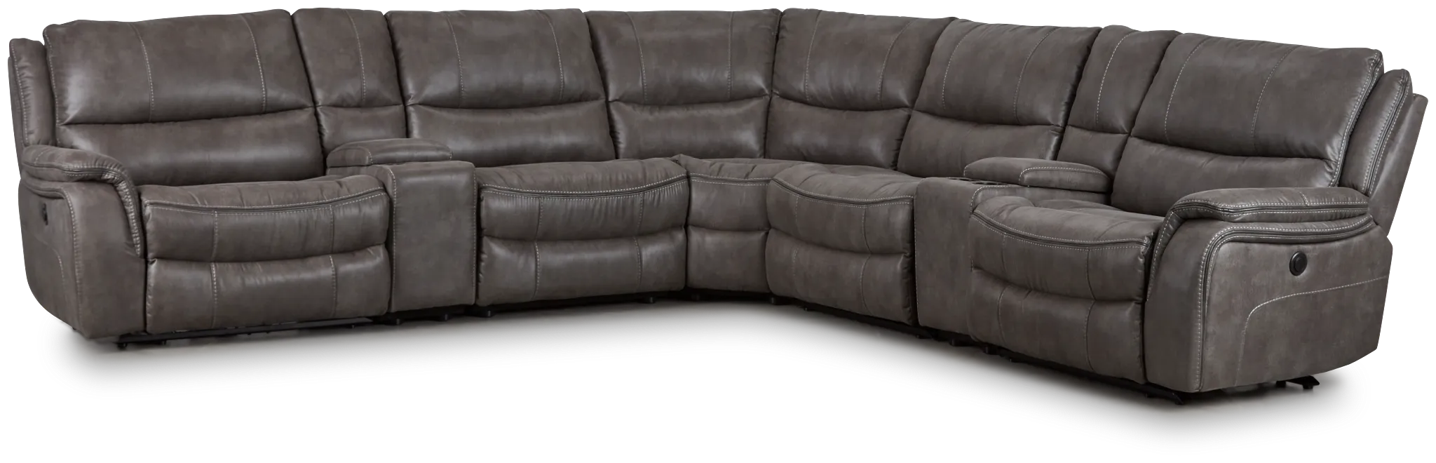 Dober Dark Gray Micro Large Dual Power Reclining Two-arm Sectional