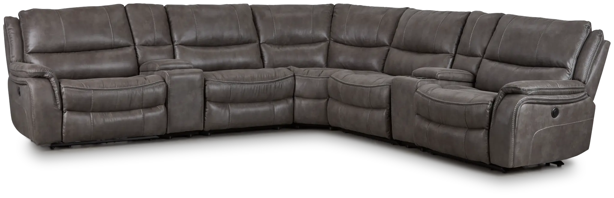 Dober Dark Gray Micro Large Dual Power Reclining Two-arm Sectional Dober Dark Gray Micro Large Dual Power Reclining Two-arm Sectional
