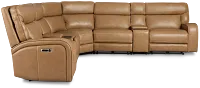 Jasper Light Brown Leather Large Triple Power Reclining Two-arm Sectional