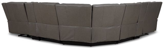 Jasper Gray Leather Large Dual Power Reclining Two-arm Sectional