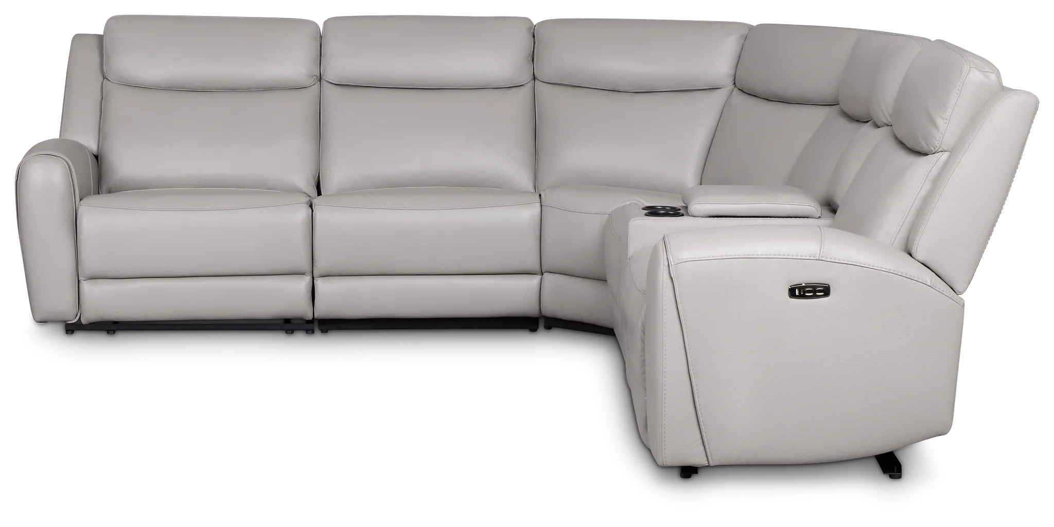 Walker Light Gray Lthr/vinyl Medium Triple Power 2-arm Sectional