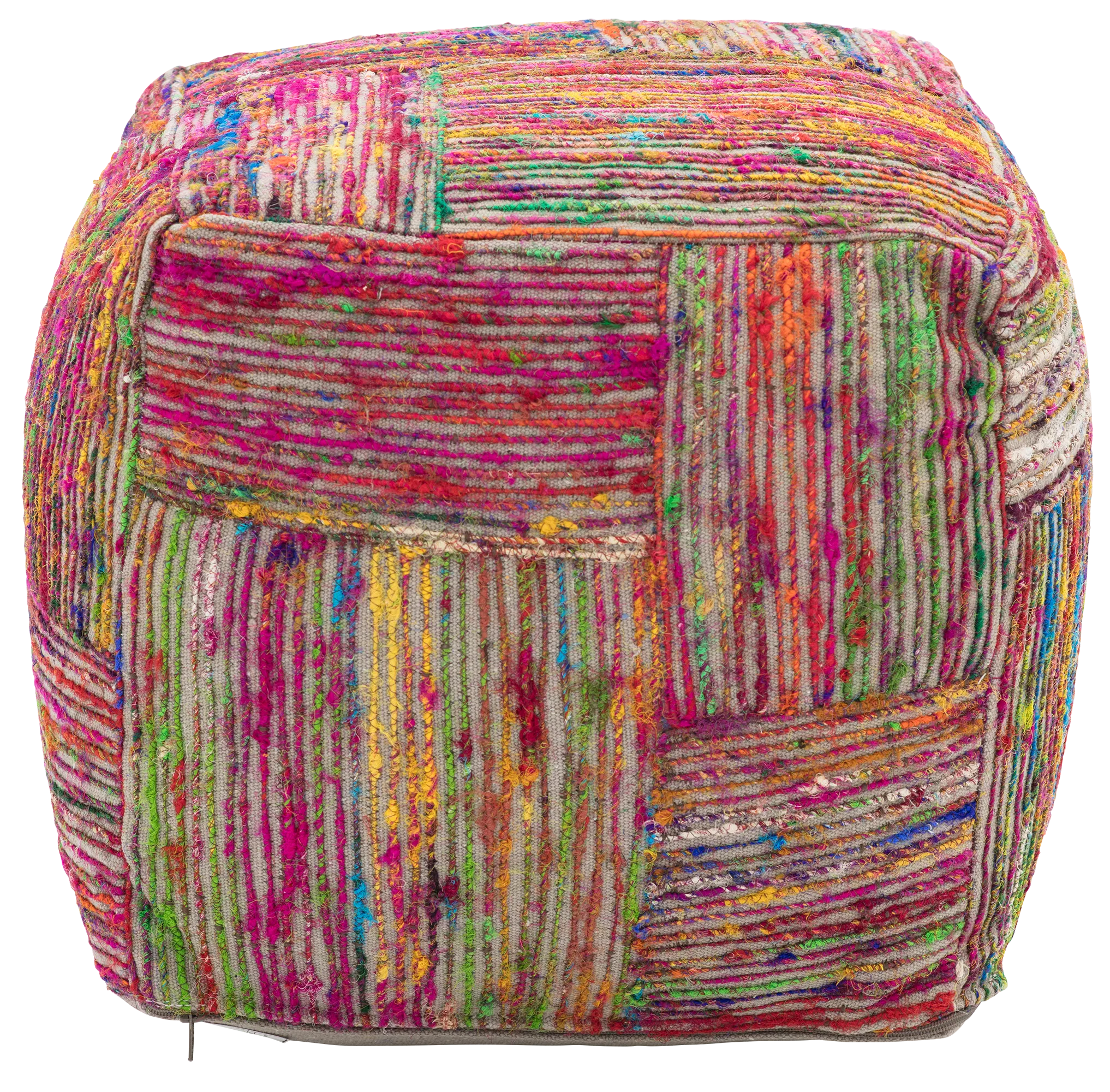 Silk Multicolored Medium Accent Pouf