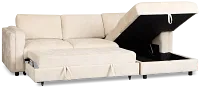 Farren Beige Fabric Small Right Chaise Storage Sleeper Sectional