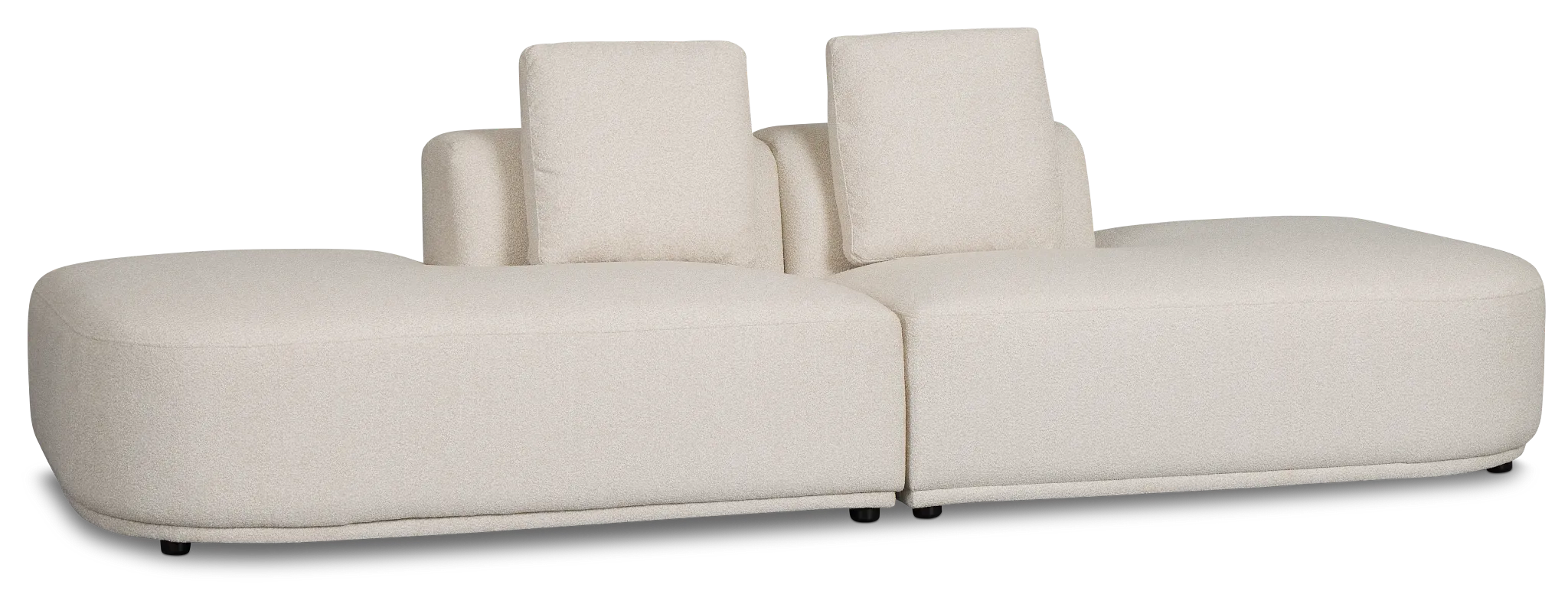 Catalina Beige Fabric 2-piece Modular Sofa