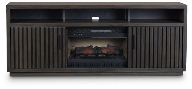Ithaca Dark Gray 74" Tv Stand With Fireplace Insert