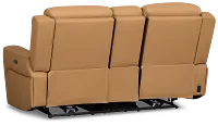 Wilder Brown Leather Power Reclining Console Loveseat With Refrigerator