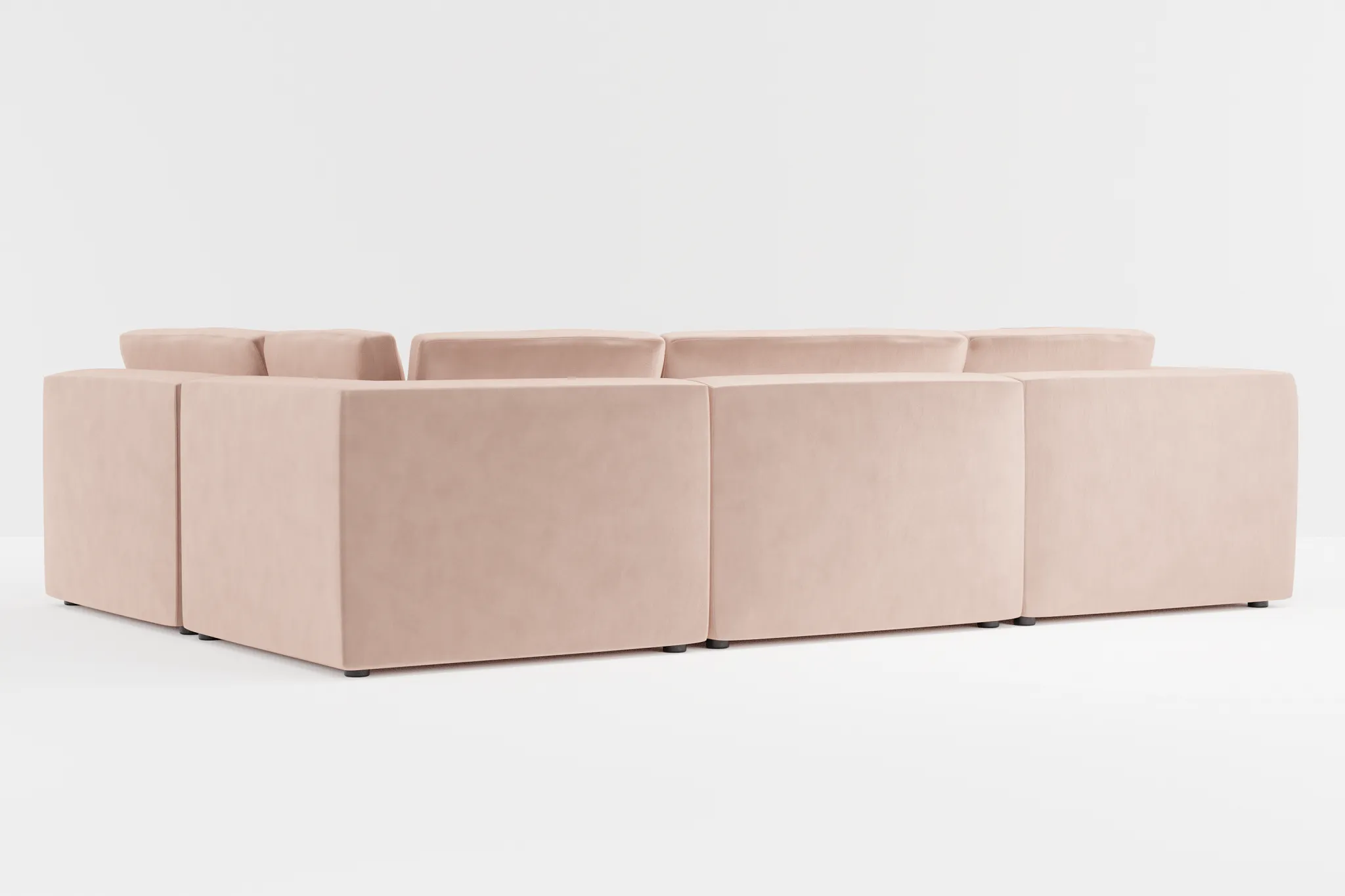 Destin Joya Light Pink Velvet 6-piece Pit Sectional