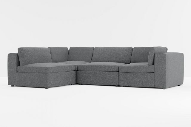 Destin Delray Dark Gray Fabric 4-piece Modular Sectional