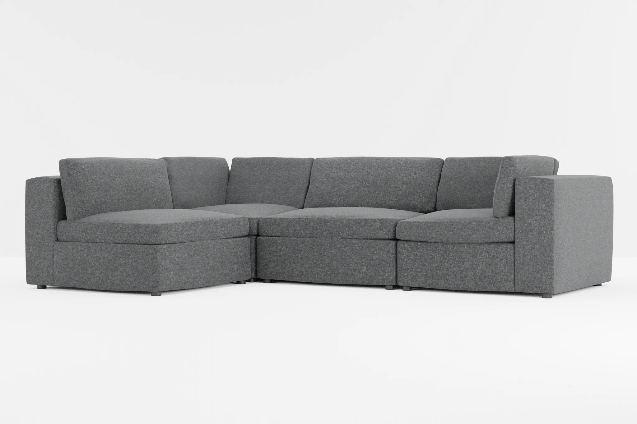 Destin Delray Dark Gray Fabric 4-piece Modular Sectional