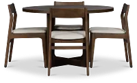 Santorini Dark Tone Round Table & 4 Curved Chairs