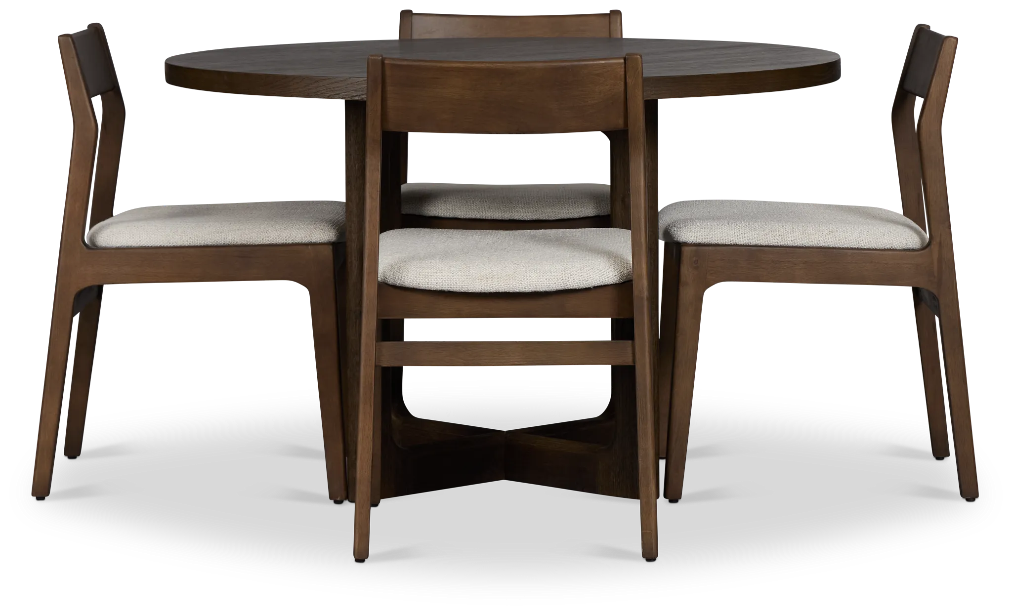 Santorini Dark Tone Round Table & 4 Curved Chairs