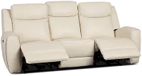 Walker Ivory Lthr/vinyl Power Reclining Sofa W/ Power Headrest