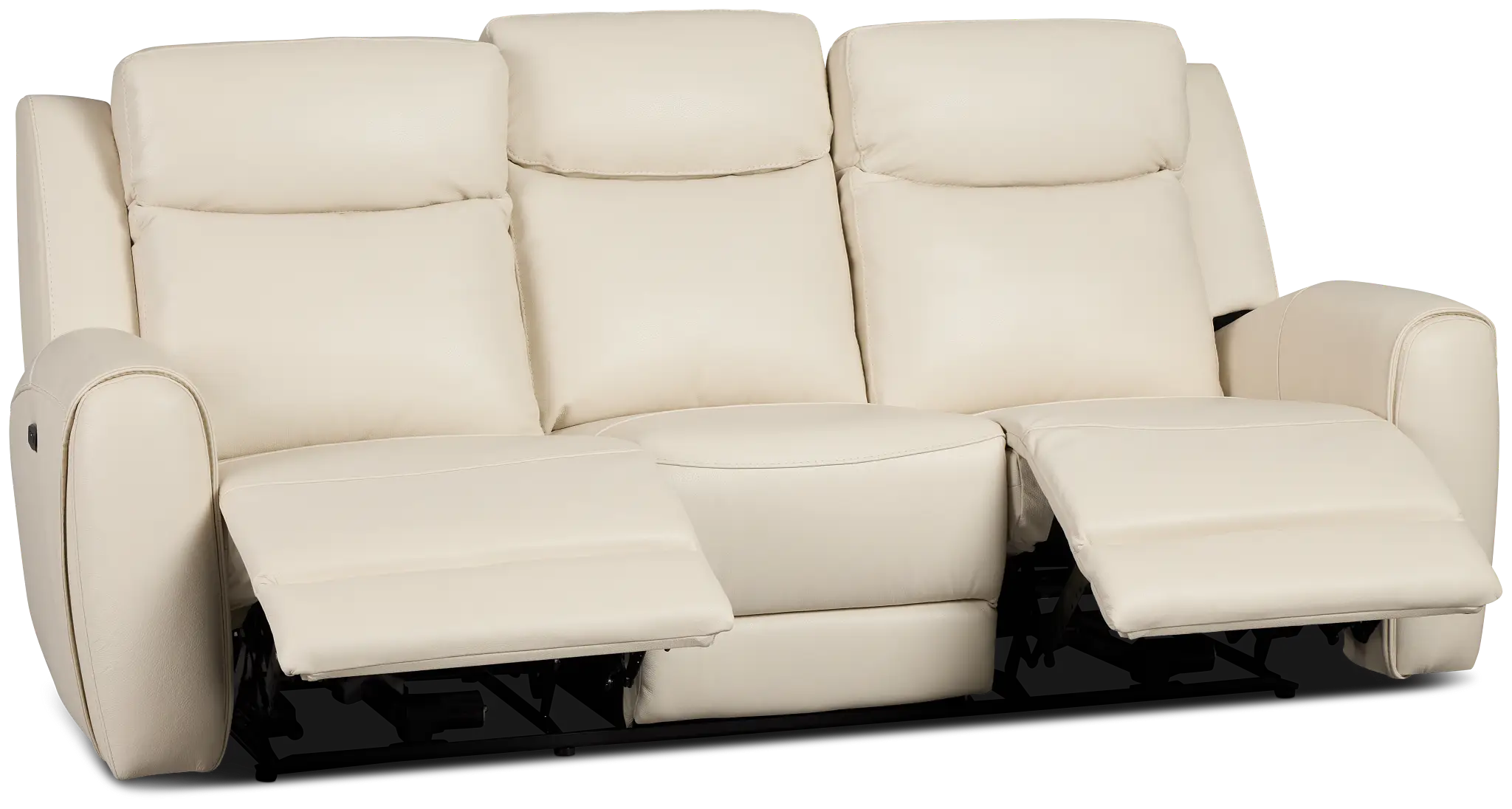Walker Ivory Lthr/vinyl Power Reclining Sofa W/ Power Headrest Walker Ivory Lthr/vinyl Power Reclining Sofa W/ Power Headrest