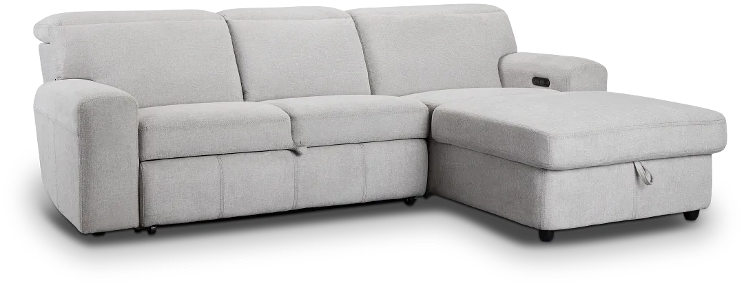Callum Light Gray Storage Small Right Power Chaise Sleeper Sectional