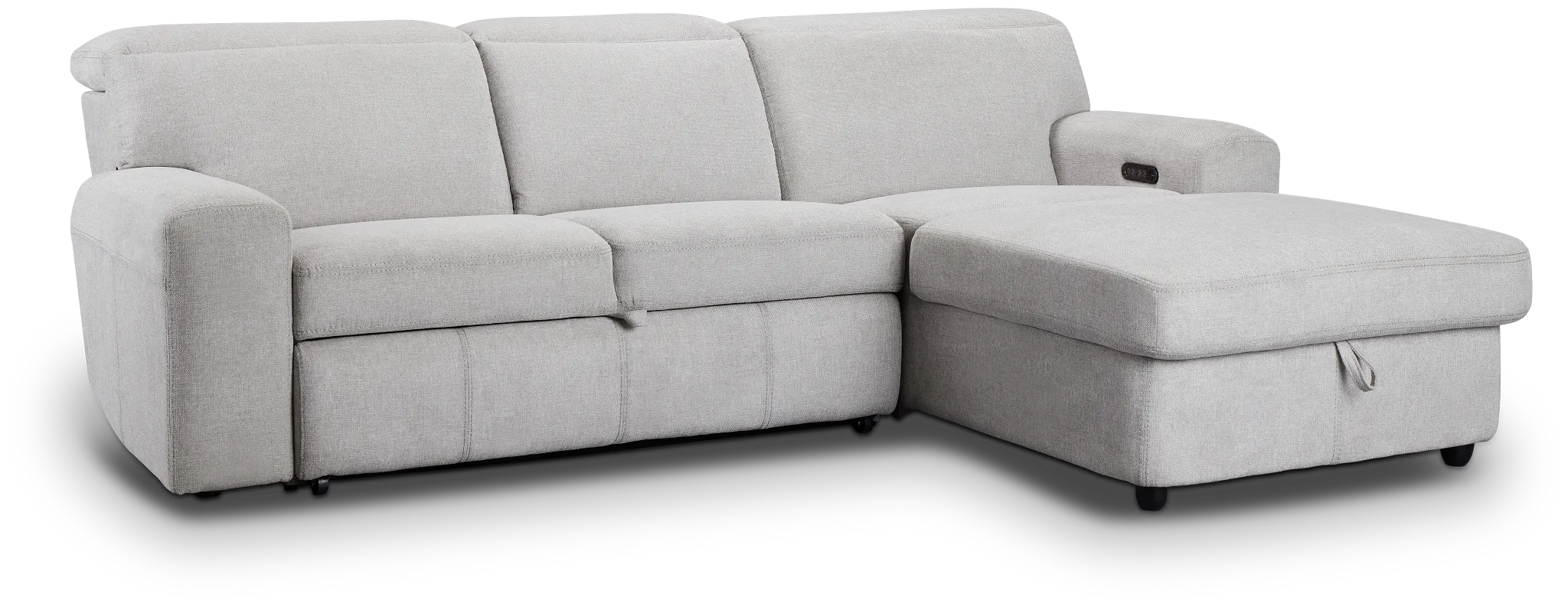 Callum Light Gray Storage Small Right Power Chaise Sleeper Sectional